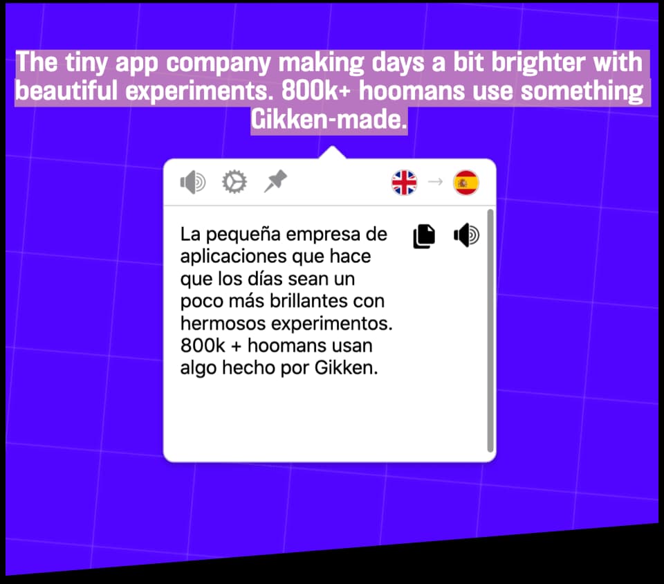 Chrome extension tooltip showing instant translation